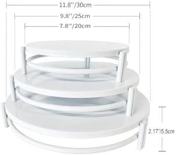 White 3Pcs Nesting Metal Cake Plate Stand Set 8" 10" 12" Dessert - Image 3