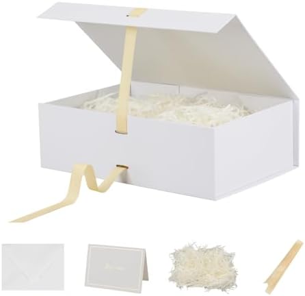 Large Gift Boxes with Lids 5 Pcs 13X9X4 In White Magnetic Gift Box Large by Unknown