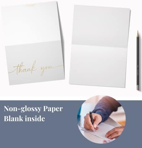 Thank You Cards with Envelopes & Stickers, Matte Gold Foil Cards Bulk Pack of 100, 4x6 Inch Minimalistic Design, Suitable for Business, Wedding, Small Business, Graduation, Bridal Shower, Funeral - Image 5