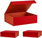 Extra Large Red Gift Box 3 Pack 19x16x6 Inches,Gift Boxs for Presents with Lid Magnetic Closure Collapsible,Bridesmaid Proposal Box,Birthday, Christmas,for Clothes and Large Gifts by PLINJOY