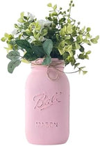 Pink Baby Shower Decorations | Set of 5 Table Centerpieces | Quart 32 oz Painted Mason Jars | Girl Baby Shower Centerpiece Table Decorations | Baby in Bloom | Love in Bloom (5 Pink w/Greenery/Ivory) - Image 4