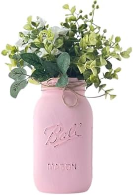Pink Baby Shower Decorations | Set of 5 Table Centerpieces | Quart 32 oz Painted Mason Jars | Girl Baby Shower Centerpiece Table Decorations | Baby in Bloom | Love in Bloom (5 Pink w/Greenery/Ivory) - Image 4