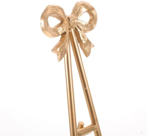 ARTIBETTER Bow Plate Stands Metal Cookbook Display Easel with Foldable Leg - 16" Tall Gold Decorative Platter Holder for Kitchen Table Centerpiece Birthday Baby Shower Wedding - Image 3