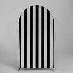 Black and White Stripes Arch Backdrop Cover for Father Boys Birthday Party Arched Stand Stretchy Fabric Covers Baby Shower Cake Banquets Parties Supplies Decorations Banner4x7FT - Image 2