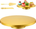 Wenqik 14 Inch Gold Cake Stand Metal with Knife Spatula Set, Gold by Wenqik