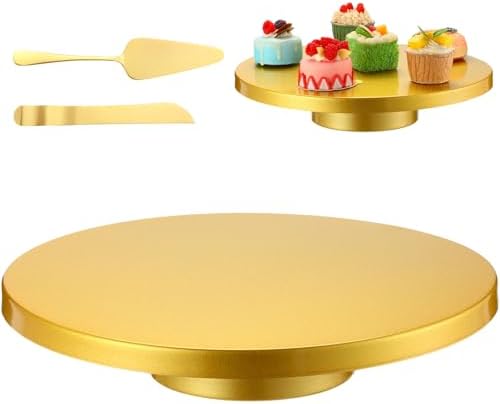 Wenqik 14 Inch Gold Cake Stand Metal with Knife Spatula Set, Gold by Wenqik