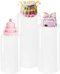 HAISIWLKJ 3PCS Cylinder Pedestal Stands for Parties, White Metal Round Cylinder Plinths Dessert Table Display Pillars for Birthday Wedding Bridal Baby Shower Party Decorations(Large) by HAISIWLKJ