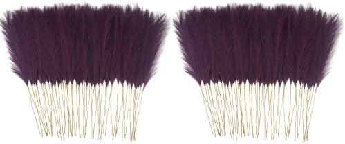 obbsie 50pcs Purple Faux Pampas Grass Decor, 21.6" Short Artificial Pompous Grass Floral Fake Pompas Grass Branches Vase Filler Flower Arrangement for Home Wedding Boho Decor (Pack of 2) by ObbsieDirect
