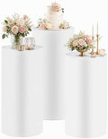 3PCS White Cylinder Pedestal Stands for Party Round Metal Pedestal Display Stands Dessert Table Decoration Pillars Cake Pedestal Plant Stands for Party Birthday Wedding Props by Unknown