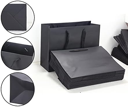 HUAPRINT XL Large Black Gift Bags with Handles, 30 Pack, 16x6x12 IN - Image 3