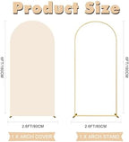 6FT Wedding Arch Backdrop Stand and Beige Arch Cover, Beige Spandex Fitted Backdrop Cover and Gold Wedding Arch Frame for Birthday Party Wedding Ceremony Bridal Baby Shower, Parties Decoration. - Image 2