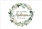 Andaz Press Custom Personalized Disposable Paper Placemats, 12 x 18 Inch, Set of 25, Mr & Mrs Floral Peach Wreath, Tableware, Dining, Tabletop, Table Setting for Wedding, Bridal Shower by AndazPress