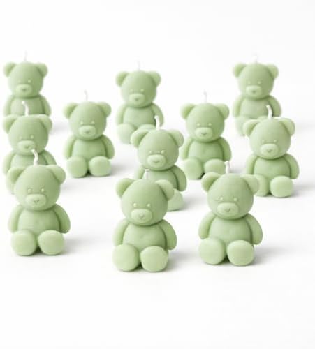 30 Pcs Baby Shower Favors Mini Bear Candles Party Favors, Handmade Bear Shaped Candles Bulk for Baby Shower Boys Girls, Wedding Favors, Baptism Guest Favors (Sage Green) - Image 4