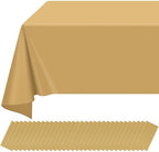 32 Pack Gold Plastic Tablecloth for Rectangle Tables, Premium Decorative Gold Disposable Table Cloths for Parties, Bulk Rectangle Party Table Cover for Birthday, Wedding, Anniversary, 54 x 108 Inch by RAGNHILD