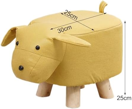 Children's Animal Footstool, Yellow Dog Ottoman with Wooden Legs, 11.8 x 9.8 x 9.8 in Non-Slip Stool for Entryway and Bedroom - Image 2