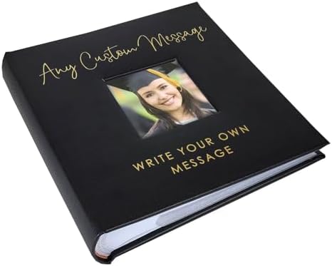 Small Personalized Custom Message Photo Album Black Leatherette Holds 100 Photos Custom Gift by GiftsForYouNow