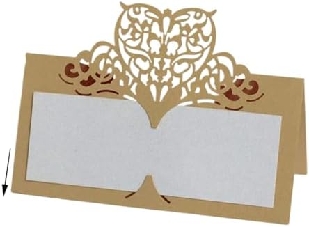 Name Tent Table Cards 200Pcs Vintage Flower Laser Cut Table Name Place Cards Lace Name Message Setting Card Wedding Birthday Party Favor Decoration(Yellow) by Unknown