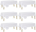 Fokitut 6 Pack Waterproof Rectangle Tablecloth, 60x120 Inch,Stain Resistant and Wrinkle Polyester Table Cloth, Fabric Table Cover for Kitchen Dining, Wedding, Party, Holiday Dinner-White by BalsaCircle