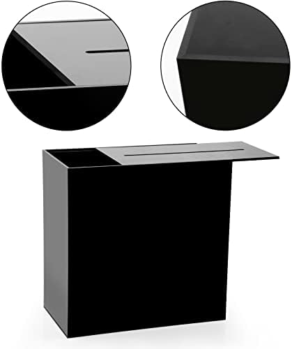 Hxezoc Black Acrylic Wedding Card Box Clear DIY Card Boxes Gift Card Box Money Box Holder for Wedding Reception Anniversary Birthday Party Baby Shower Graduation Decorations (10 x 10 x 5.5 inch) - Image 6