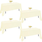 4 Pack Rectangle Tablecloth for 8 Foot Tables Washable Polyester Table Cover for Wedding Dining Table Parties Banquet（60x126 Beige） by JALANCY
