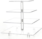 Jusalpha® 13.5'' Width Extra Large 4 Tiered Acrylic Glass Square Cake Stand - Image 4