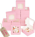 Bakepacker Pink Cookie Boxes With Window 6x6x3 inches 240pcs by Bakepacker