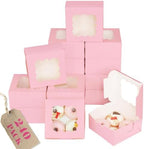 Bakepacker Pink Cookie Boxes With Window 6x6x3 inches 240pcs by Bakepacker
