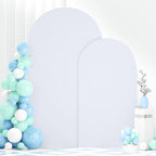 FANPROMS Arch White Cover Spandex Arch Cover Set of 2 Arches Covers Stretchy Backdrop Wedding Arched Covers Fabric Chiara Backdrop Covering 7.2FT 6FT for Baby Shower Birthday Banquet Decorations by FANPROMS