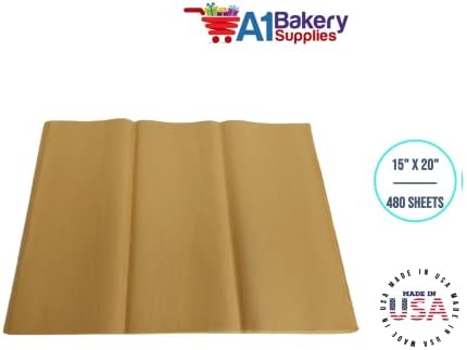 Gift Wrapping Tissue Paper 15X20 480 Pack by A1 Bakery Supplies (Noble Gold) - Image 2