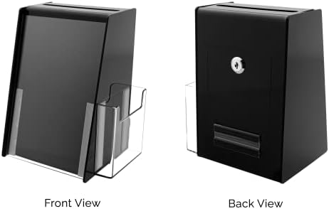 Marketing Holders Locking Ballot Box with 4" Wide Entry Form Pocket and Sign Holder Black Acrylic 5.75" x 5.5" x 8.75" Countertop Entry Bin - Image 6