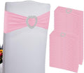 100PCS Spandex Stretch Chair Sashes Bows Universal Elastic Chair Cover Bands Ties with Buckle Slider for Wedding Party Birthday Reception Events Banquet Decoration(Pink) by Zrlljp