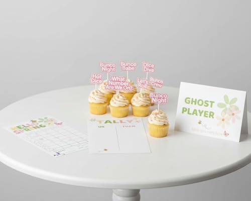 Spring Bunco Game - Cupcake Toppers Accessories - April Theme Flower Bunco - Image 2