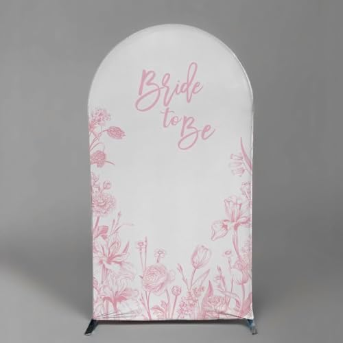 Pink Floral Arch Backdrop Cover Toile Bride to Be Baby Shower Girl Party Chiara Arched Frame Bow Flowers 1st Wedding Birthday Parties Decorations (6.6FT,4721) - Image 2