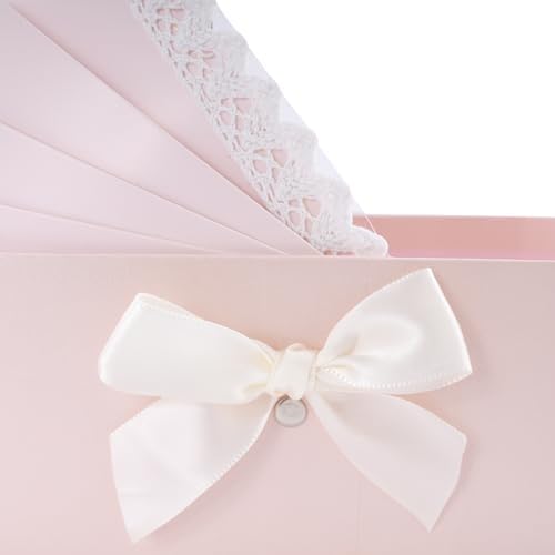 Cradle Shaped Gift Boxes Set of 10, Baby Shower Party Favor Boxes with Lace Decoration, Foldable Cookie Candy Containers for Wedding Birthday Celebration (Pink) - Image 3