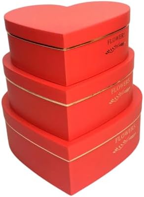 UNIKPACKAGING Set of 3, Heart Shaped Flower/Gift Boxes (Red) - Image 4