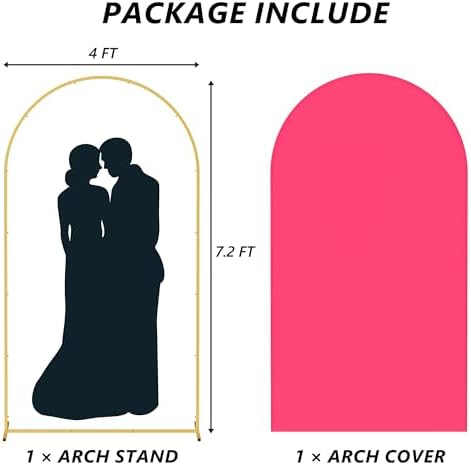 Neatsure Arch Backdrop Stand and Cover Set, 7.2FT Metal Photo Balloon Arch Backdrop Stand for Wedding Birthday Party Baby Shower Ceremony Graduation Decoration, Fushia - Image 3