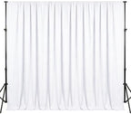 10x9.5 Ft White Backdrop Curtains for Parties, Polyester Photo Backdrop Curtain for Halloween Party, Wedding, Bridal Baby Shower, Stage Decoration, Photoshoot Background (2 Panels 5x9.5Ft) by Unknown