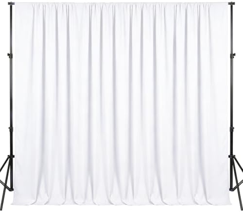 10x9.5 Ft White Backdrop Curtains for Parties, Polyester Photo Backdrop Curtain for Halloween Party, Wedding, Bridal Baby Shower, Stage Decoration, Photoshoot Background (2 Panels 5x9.5Ft) by Unknown