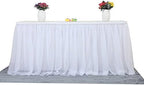 Suppromo 9ft White Table Skirt Tulle Tutu Table Skirt for Rectangle Tables White Ruffle Table Cloth for Wedding Bridal Shower Baby Shower Baptism Birthday Party Banquet Decoration(L9(ft) H 30in) - Image 2