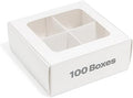 100 pcs White Mini Cookie Boxes for 4 treats with Window and Dividers, Bakery Boxes, 6 x 6 x 2.4 Inches SMALL Baking Boxes, Square Cookies Box Decorating Supplies for Gift Giving by ModsyBaking