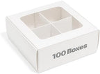 100 pcs White Mini Cookie Boxes for 4 treats with Window and Dividers, Bakery Boxes, 6 x 6 x 2.4 Inches SMALL Baking Boxes, Square Cookies Box Decorating Supplies for Gift Giving by ModsyBaking
