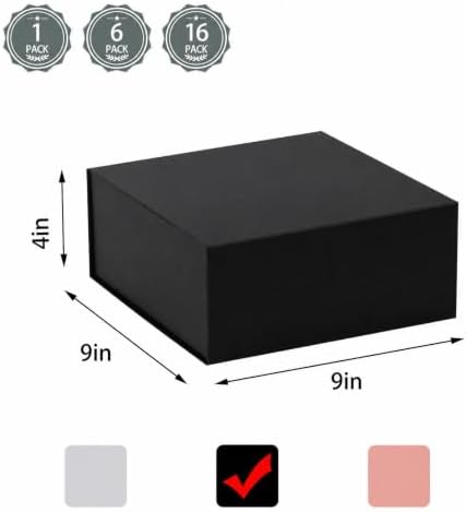 iloMAOZX Black Gift Box, 9x9x4 Inch Gift Boxes for Presents & Packaging - Image 2