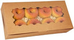 qiqee 50 Packs Brown Cookie Box with Window 12x5.5x2.5 Inch Two Uses Pastry Biscuit Bakery Box For Packaging - Image 4