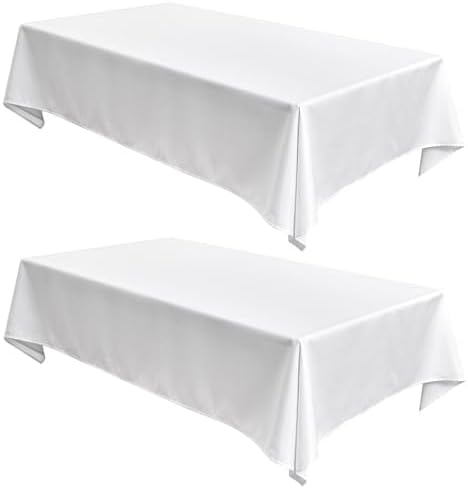 Fitable 2 Pack White Faux Linen Tablecloths Rectangle 60x102 Inch by Fitable