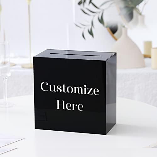 UNIQOOO Black Acrylic Wedding Card Box with Slot, Thick DIY Large 10x10x5.5 inch w/No Print, Wedding Receptions Wishing Well Money Box, Birthday, Memory Box, Suggestion Boxes, Acrylic Ballot Box - Image 2