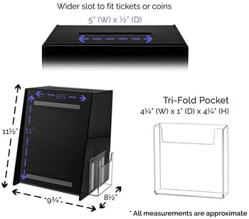 Marketing Holders 2 Pack Acrylic Donation Box with Lock Ballot Box Countertop Comment Bin Black Plastic 8.75” x 8.5" x 11.5" with 8.5" x 11" Slide in Sign Holder and 4" Pocket on the Side - Image 3