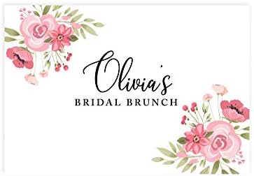 Andaz Press Custom Personalized Disposable Paper Placemats, 12 x 18 Inch, Set of 25, Custom Bridal Brunch Pink Floral, Tableware, Dining, Tabletop, Table Setting for Bridal Shower, Bridal Brunch by AndazPress