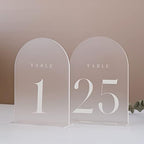 Frosted Arch Table Numbers for Wedding, 25 Pack 5"x7" Frosted Arch Acrylic Signs with Stand Acrylic Table Numbers 1-25, Perfect for Wedding Reception by JINMURY