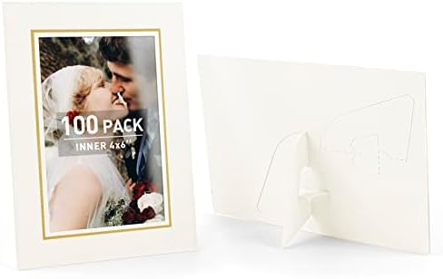 Golden State Art, Paper Picture Frames, 4X6, Ivory Gold Lining, 100 Pack by GoldenStateArt