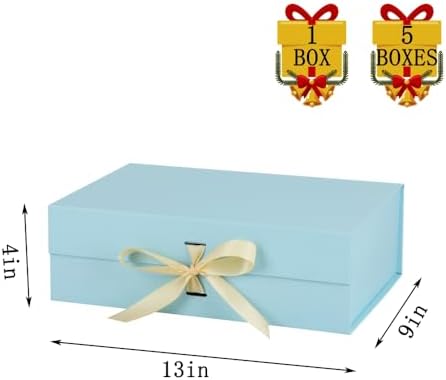 Large Gift Boxes with Lids 5 Pcs 13X9X4 In Blue Magnetic Gift Box Large - Image 3
